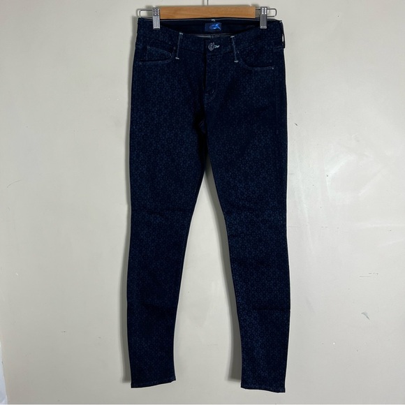 MOTHER The Looker Foulard Me Once Jeans Blue Tile Print Low-rise Skinny Size 26 - Picture 3 of 13